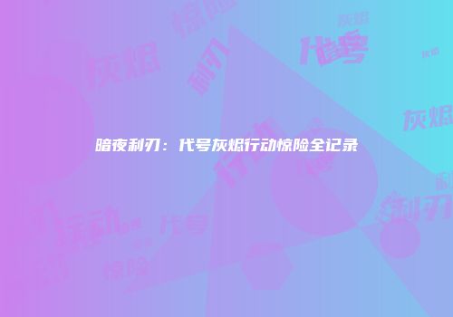 暗夜利刃：代号灰烬行动惊险全记录