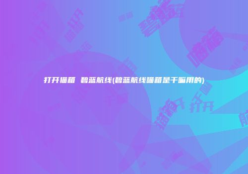 打开猫箱 碧蓝航线(碧蓝航线喵箱是干嘛用的)