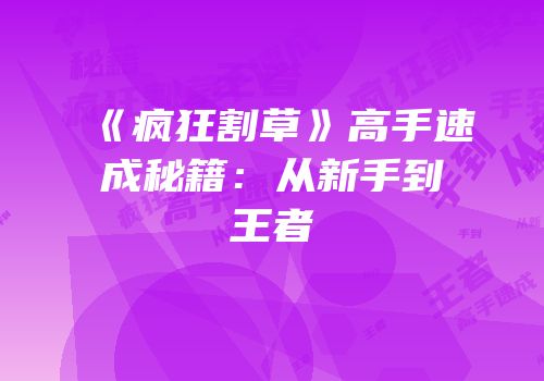 《疯狂割草》高手速成秘籍：从新手到王者