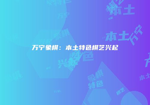 万宁象棋：本土特色棋艺兴起