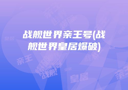 战舰世界亲王号(战舰世界皇居爆破)