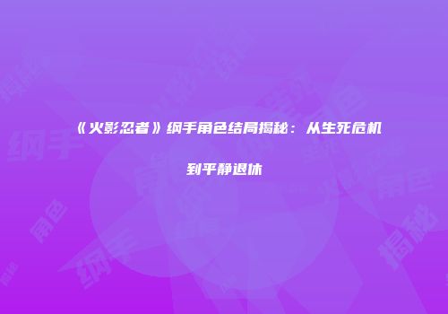 《火影忍者》纲手角色结局揭秘：从生死危机到平静退休