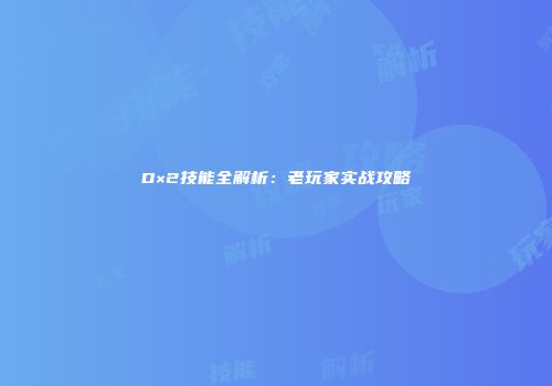 D×2技能全解析：老玩家实战攻略