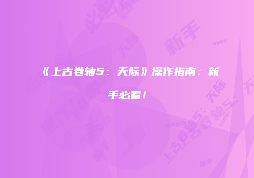 《上古卷轴5：天际》操作指南：新手必看！