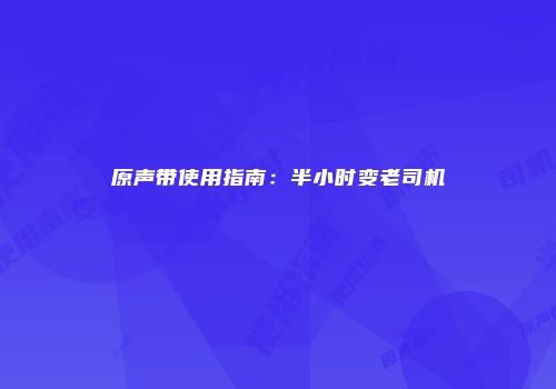 原声带使用指南：半小时变老司机