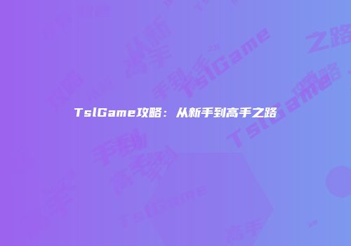TslGame攻略：从新手到高手之路