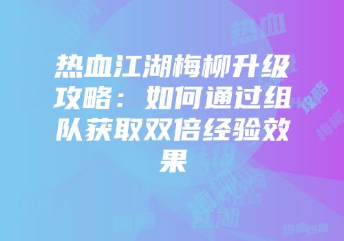 热血江湖梅柳升级攻略:如何通过组队获取双倍经验效果