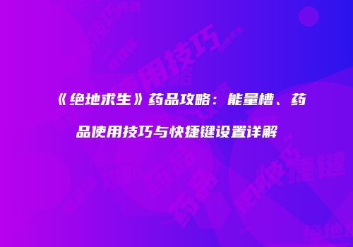 《绝地求生》药品攻略：能量槽、药品使用技巧与快捷键设置详解