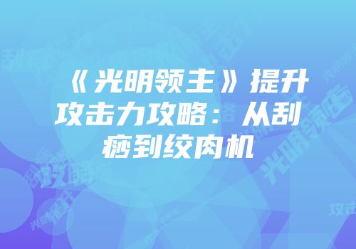 《光明领主》提升攻击力攻略：从刮痧到绞肉机
