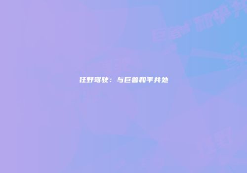 狂野驾驶：与巨兽和平共处
