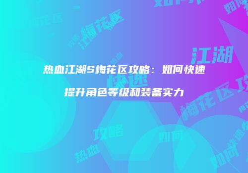 热血江湖S梅花区攻略:如何快速提升角色等级和装备实力
