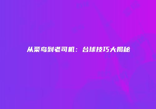 从菜鸟到老司机：台球技巧大揭秘