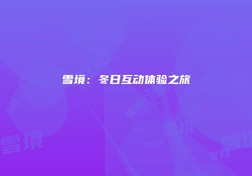 雪境：冬日互动体验之旅