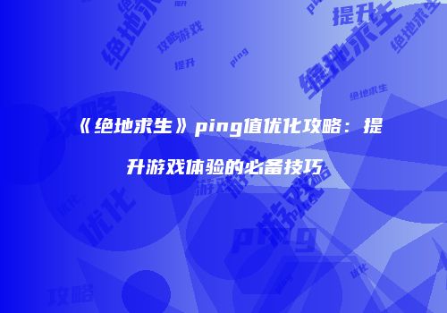《绝地求生》ping值优化攻略：提升游戏体验的必备技巧