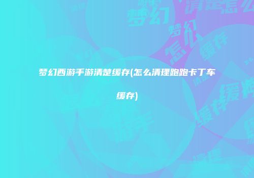 梦幻西游手游清楚缓存(怎么清理跑跑卡丁车缓存)