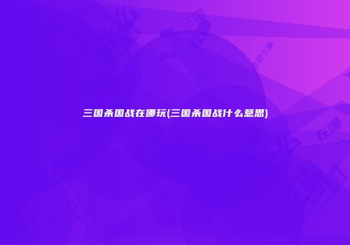 三国杀国战在哪玩(三国杀国战什么意思)