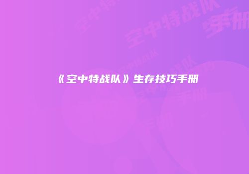 《空中特战队》生存技巧手册