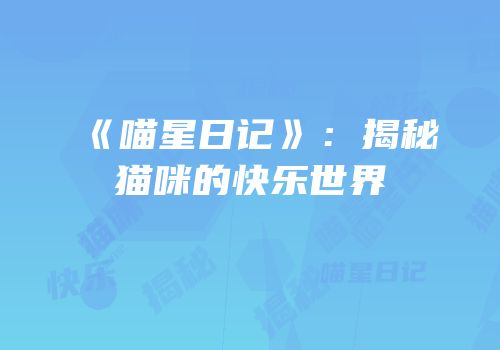 《喵星日记》：揭秘猫咪的快乐世界