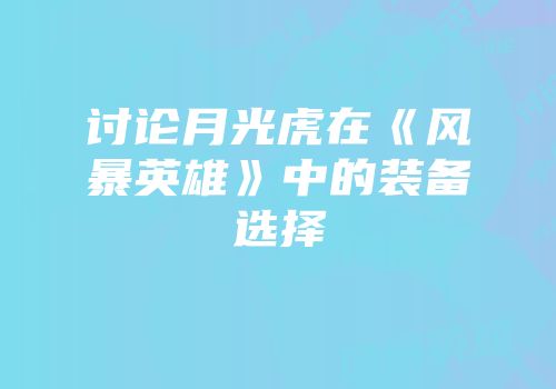 讨论月光虎在《风暴英雄》中的装备选择
