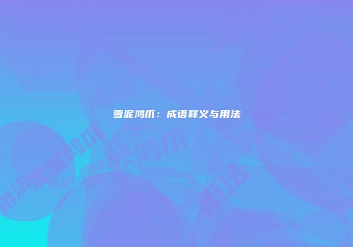 雪泥鸿爪：成语释义与用法
