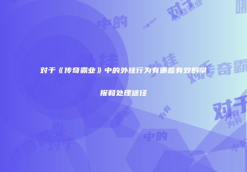 对于《传奇霸业》中的外挂行为有哪些有效的举报和处理途径
