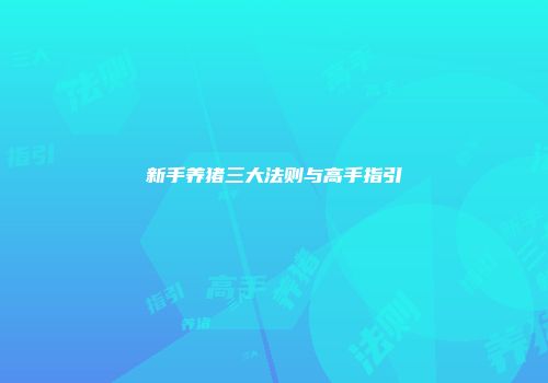 新手养猪三大法则与高手指引