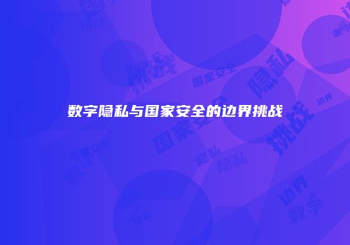 数字隐私与国家安全的边界挑战
