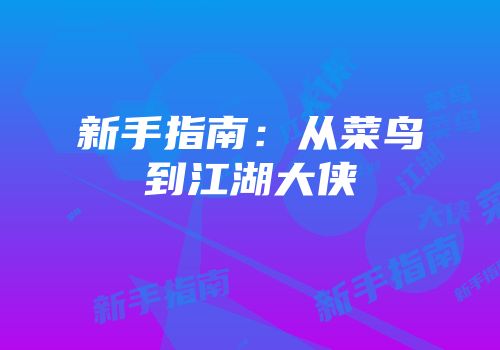 新手指南：从菜鸟到江湖大侠