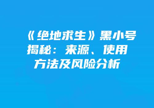 《绝地求生》黑小号揭秘：来源、使用方法及风险分析