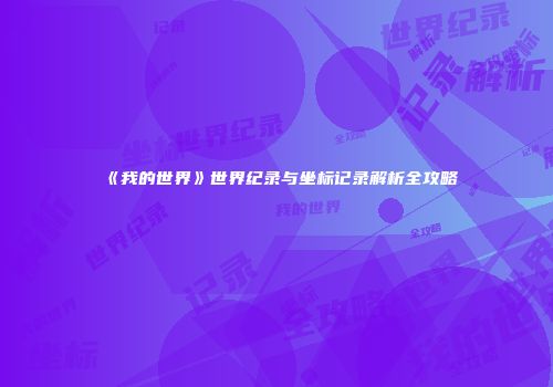 《我的世界》世界纪录与坐标记录解析全攻略