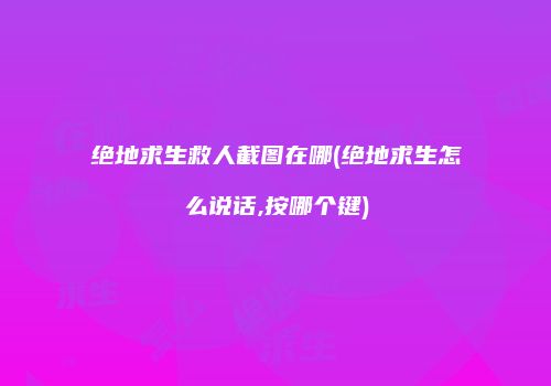 绝地求生救人截图在哪(绝地求生怎么说话,按哪个键)