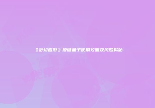 《梦幻西游》按键盒子使用攻略及风险揭秘