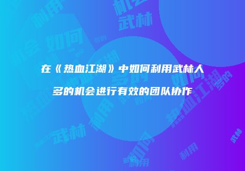 在《热血江湖》中如何利用武林人多的机会进行有效的团队协作