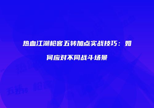 热血江湖枪客五转加点实战技巧：如何应对不同战斗场景