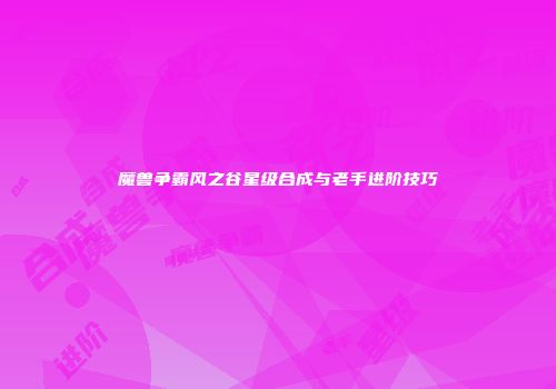 魔兽争霸风之谷星级合成与老手进阶技巧