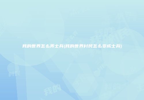 我的世界怎么弄士兵(我的世界村民怎么变成士兵)