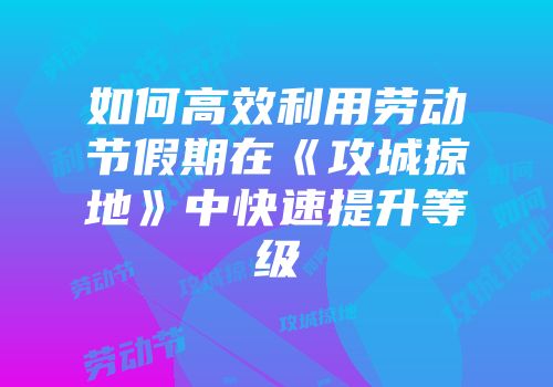 如何高效利用劳动节假期在《攻城掠地》中快速提升等级