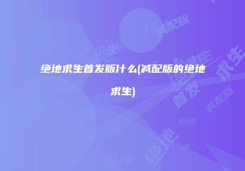 绝地求生首发版什么(减配版的绝地求生)