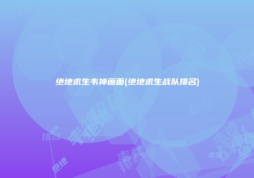 绝地求生韦神画面(绝地求生战队排名)
