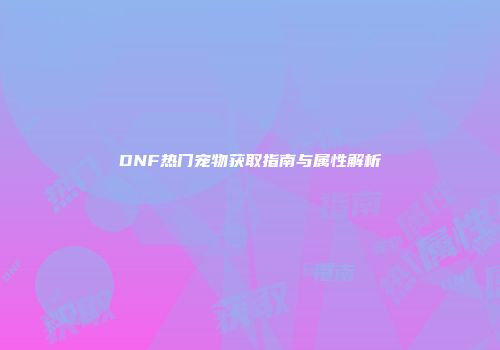 DNF热门宠物获取指南与属性解析