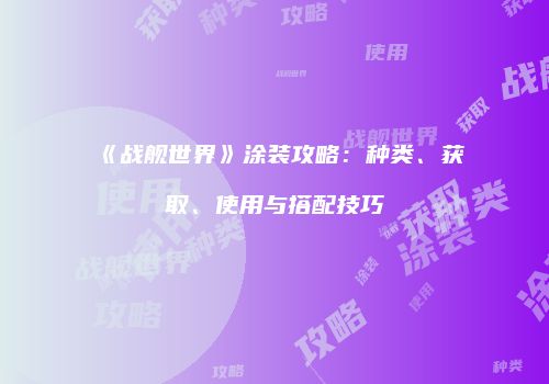《战舰世界》涂装攻略：种类、获取、使用与搭配技巧