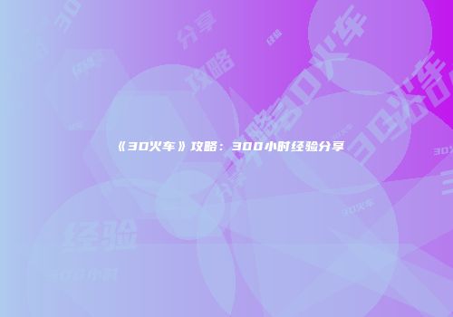 《3D火车》攻略：300小时经验分享