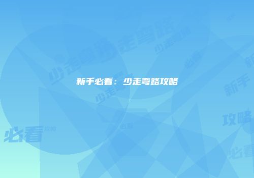 新手必看：少走弯路攻略