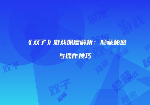 《双子》游戏深度解析：隐藏秘密与操作技巧