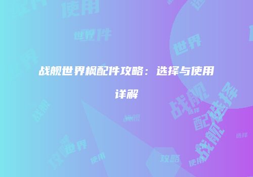 战舰世界枫配件攻略：选择与使用详解
