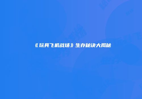《玩具飞机战场》生存秘诀大揭秘