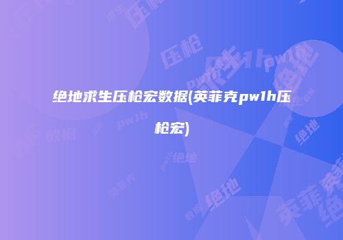 绝地求生压枪宏数据(英菲克pw1h压枪宏)