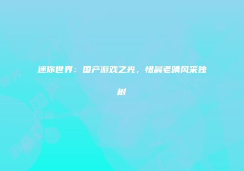 迷你世界：国产游戏之光，惜晨老晴风采独树
