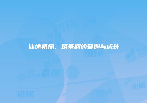 仙途初探：筑基期的奇遇与成长
