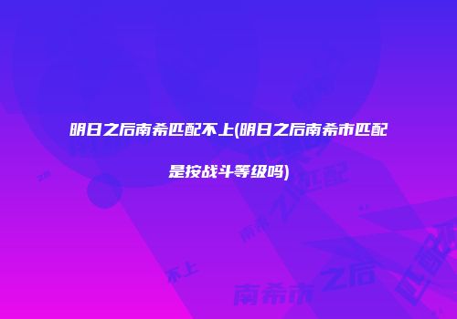 明日之后南希匹配不上(明日之后南希市匹配是按战斗等级吗)